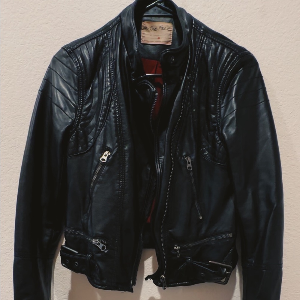 Free People Vegan Leather Moto Jacket
